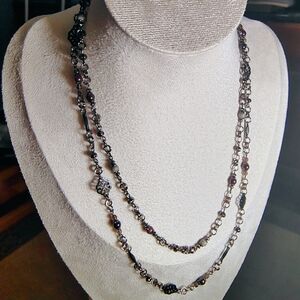 Elegant Silver and Black Women's Necklace